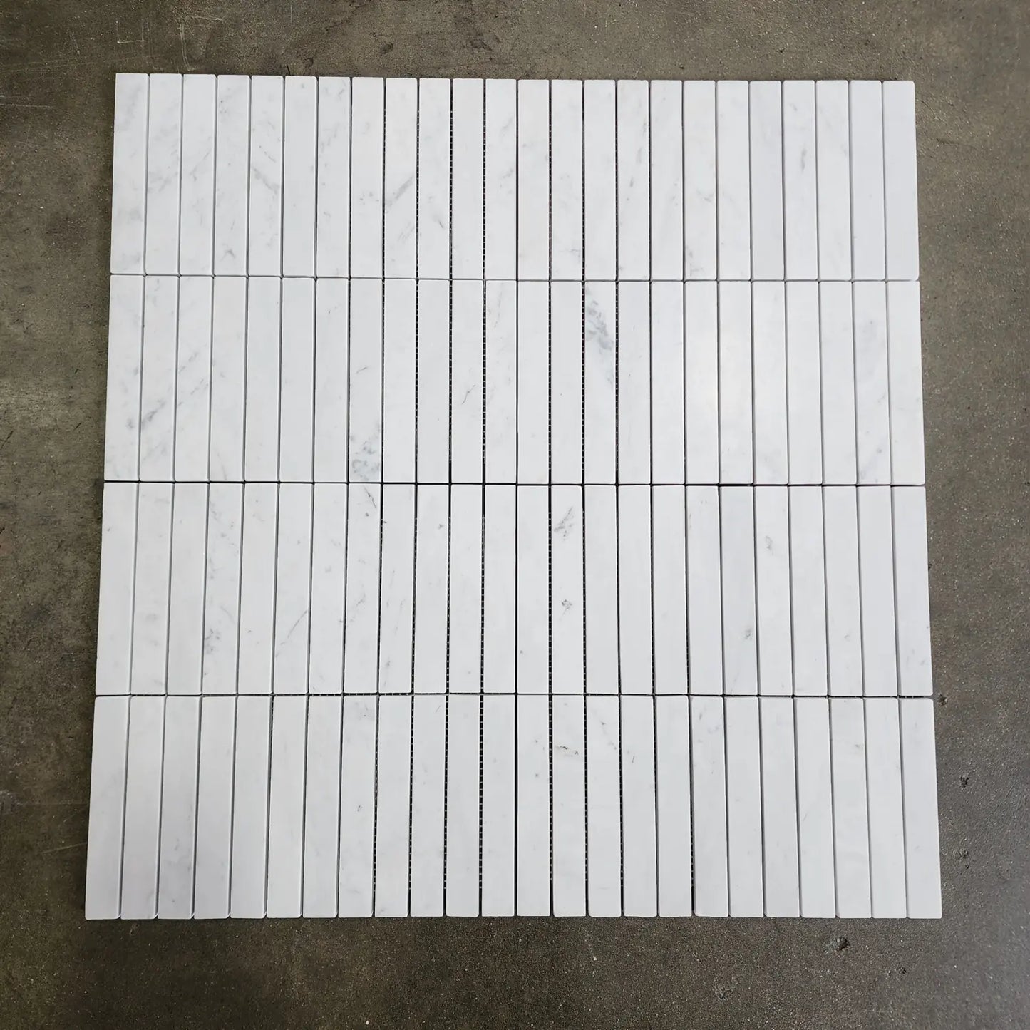 Azulejo de pared con mosaico italiano apilado de Carrara, 2,5 x 15 cm