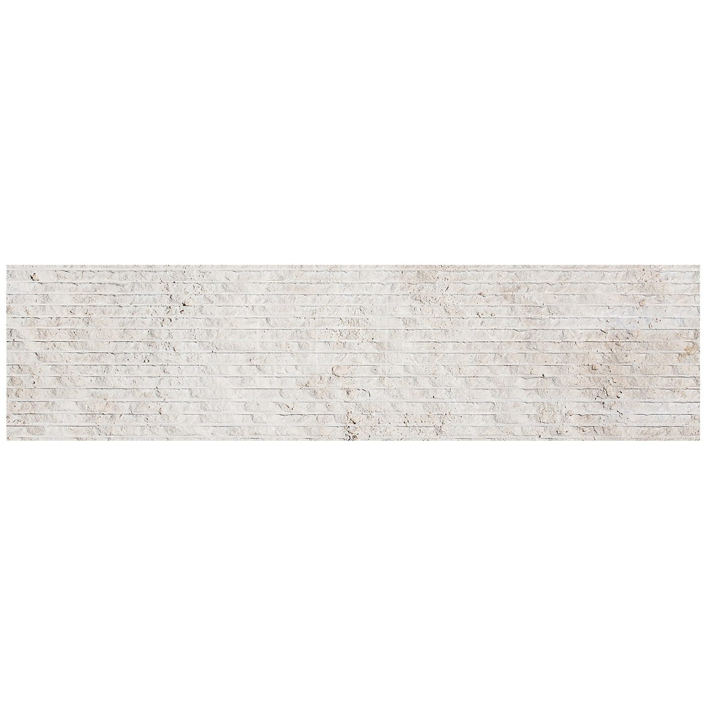 Ivory / Light Travertine Raked 6" x 24" 5/8" Ledger Panel