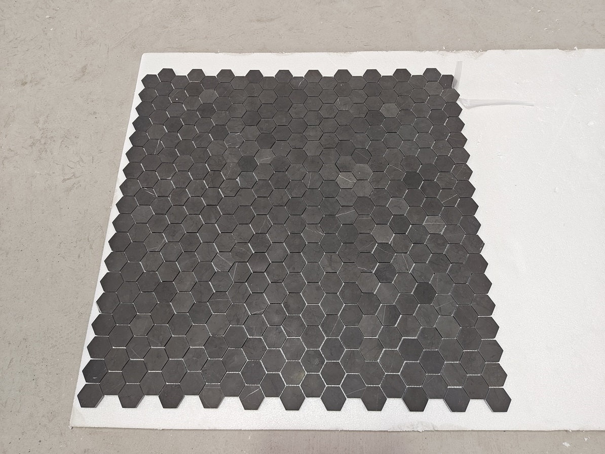 Pietra Grey 2x2 Hexagon Honed Mosaic Tile