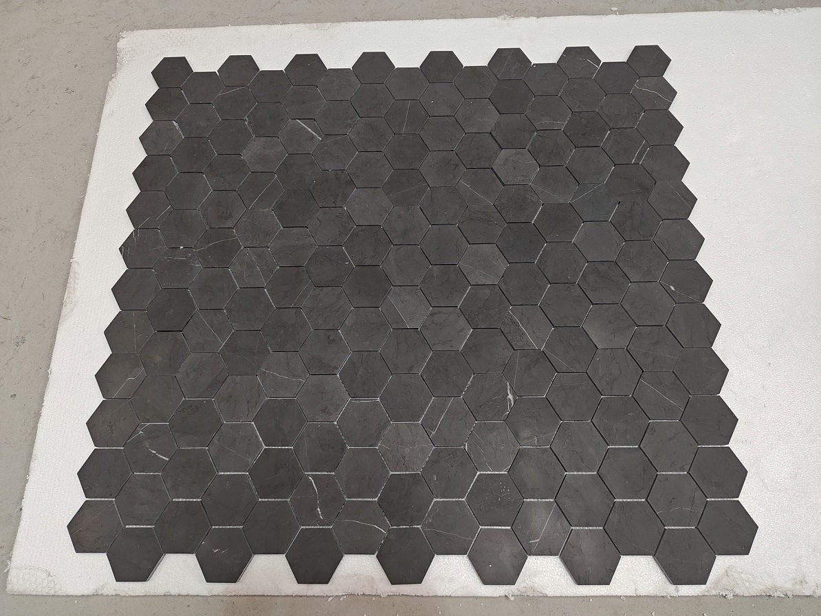 Pietra Grey 3x3 Hexagon Honed Mosaic Tile