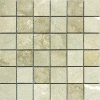 Mosaico de piedra caliza de algas marinas pulido de 5 x 5 cm