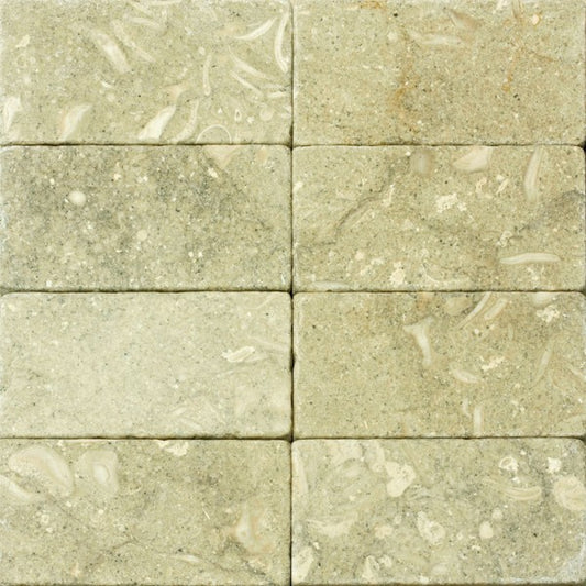 Seagrass Limestone Tile Tumbled 3" x 6" 3/8" Tile