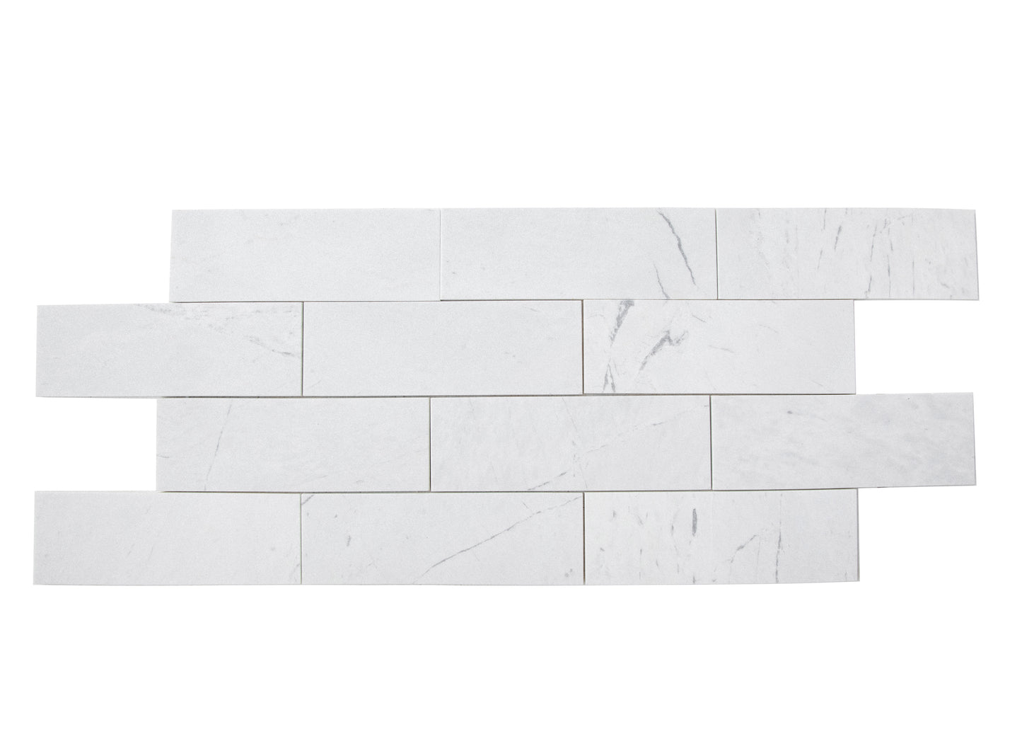 Azulejo de mármol blanco Valentino pulido de 4" x 12" y 3/8"