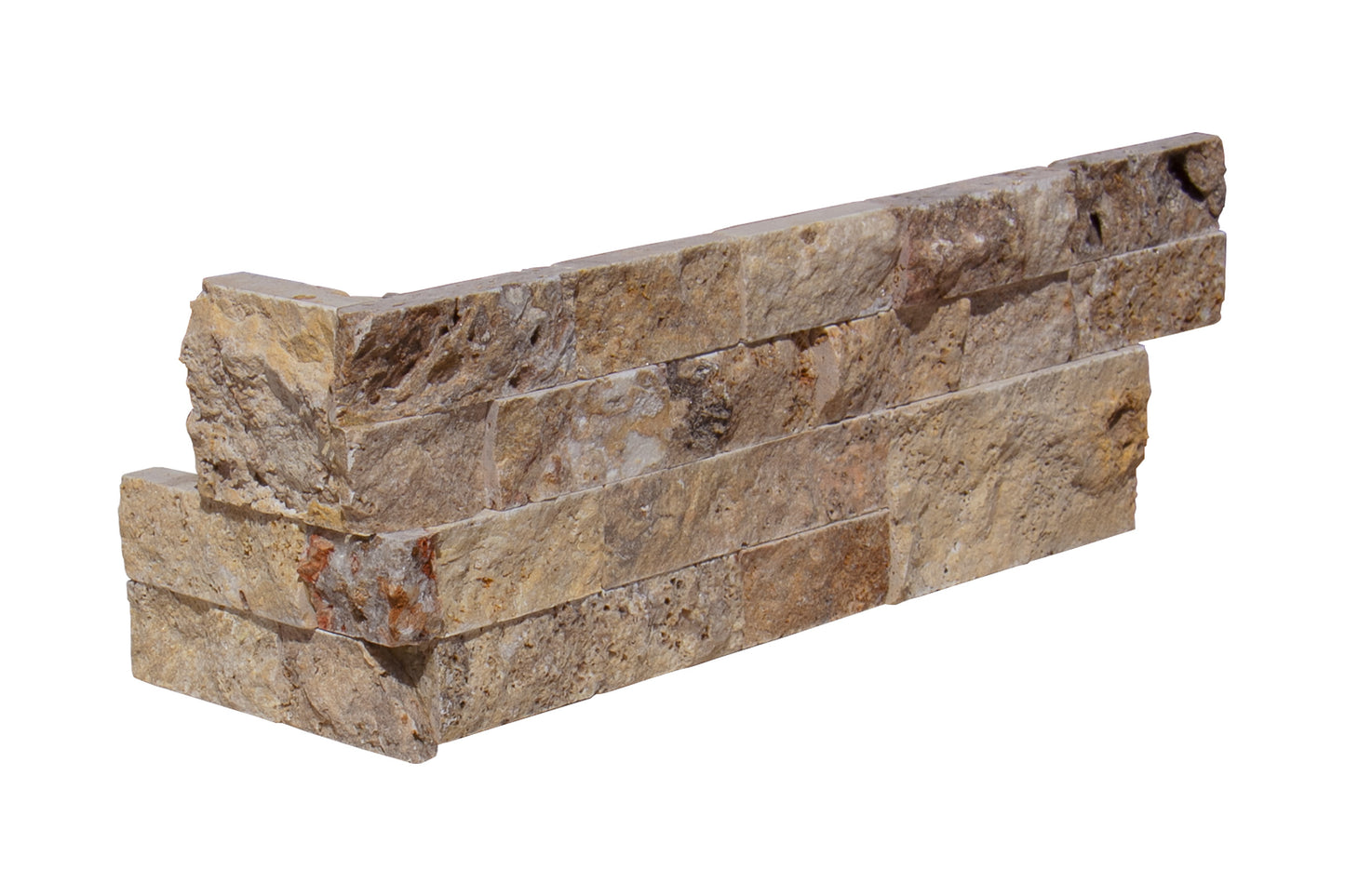 Scabos Travertine Split Face 6" x 24" Random Ledger Corner