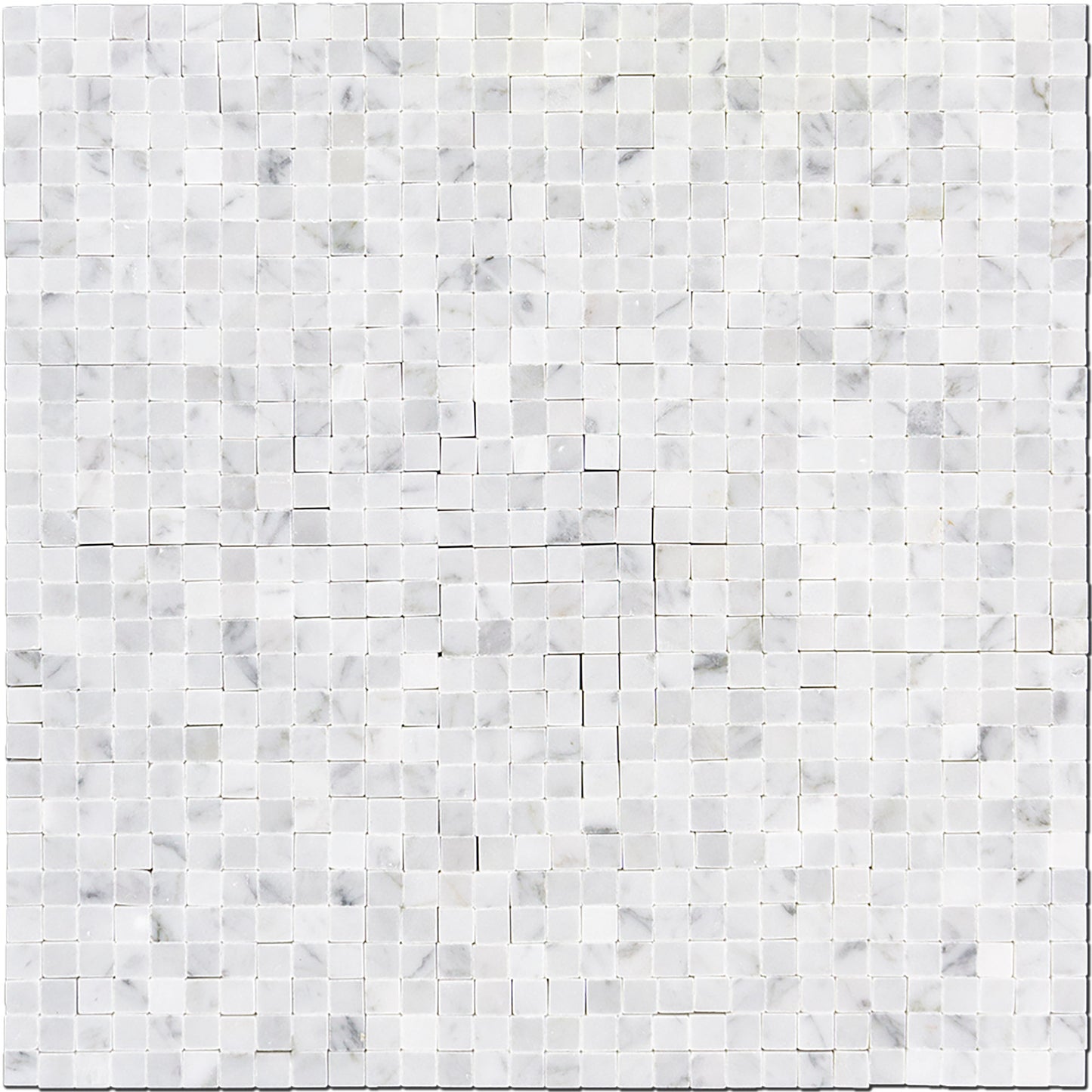 Carrara 3/8" x 3/8" Interlock Marble Polished 12" x 12" 3/8" Waterjet Mosaic