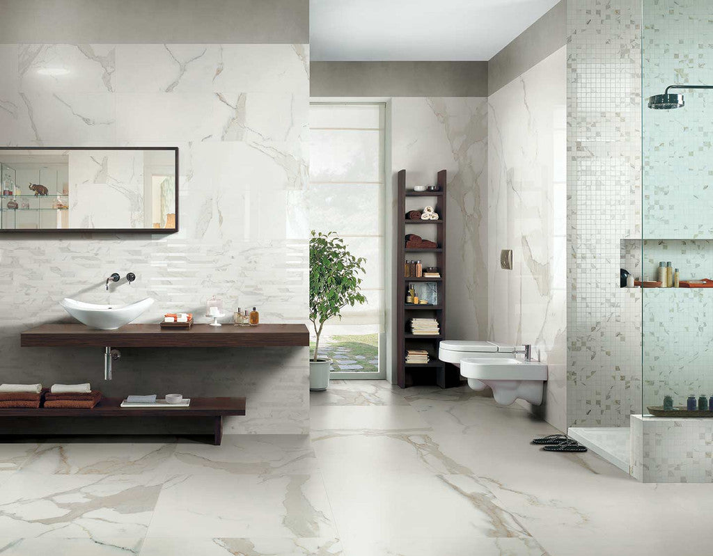 Calacatta Cerim Marble Look Honed Porcelain Tile -  24" x 48"