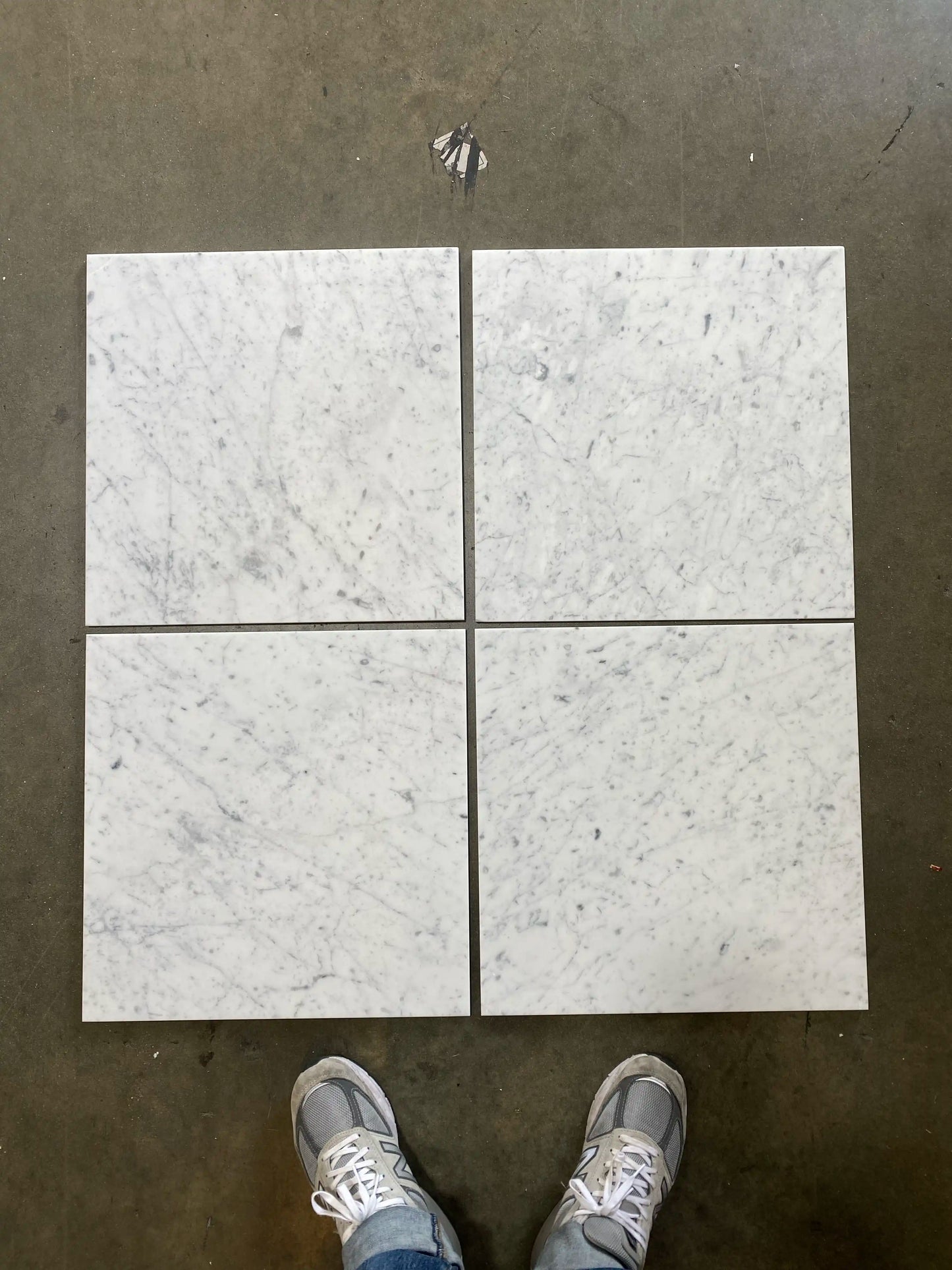 Azulejo blanco italiano Carrara para pared y suelo, 40,6 x 40,6 cm