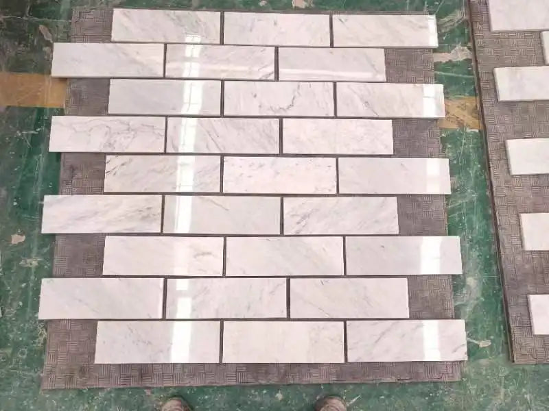 Azulejo blanco italiano Carrara para pared y suelo de 2 x 8 pulgadas