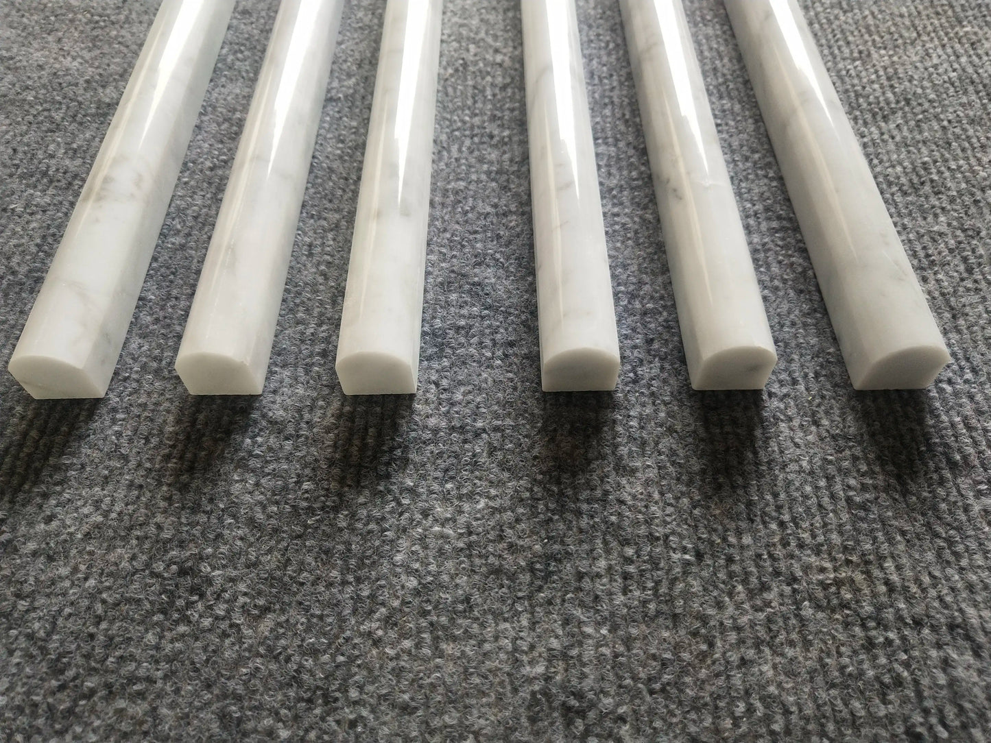 Carrara Italian White Bullnose Liner Trim Tile 3/4" x 12"