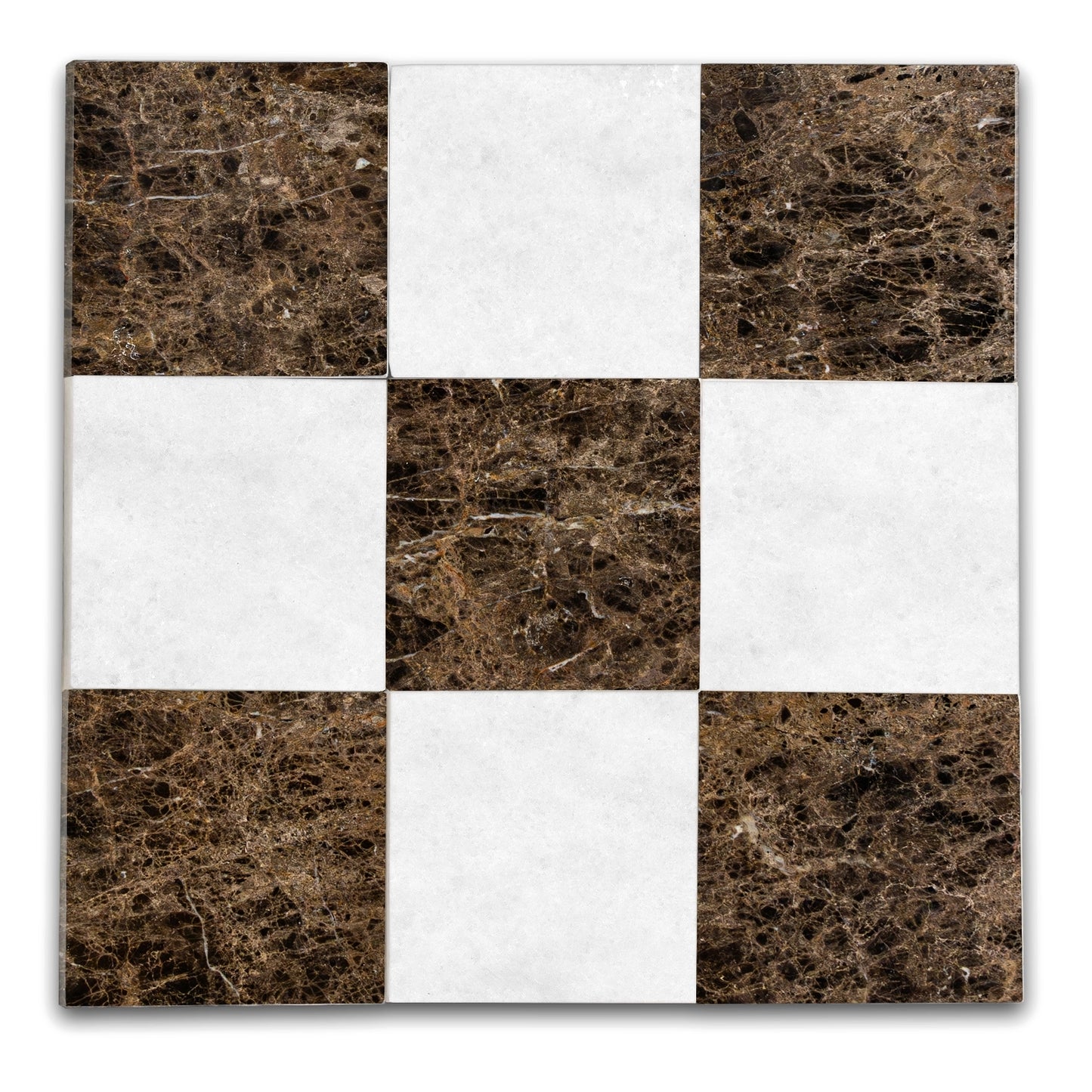 Checkers With Emperador Dark - Polar White