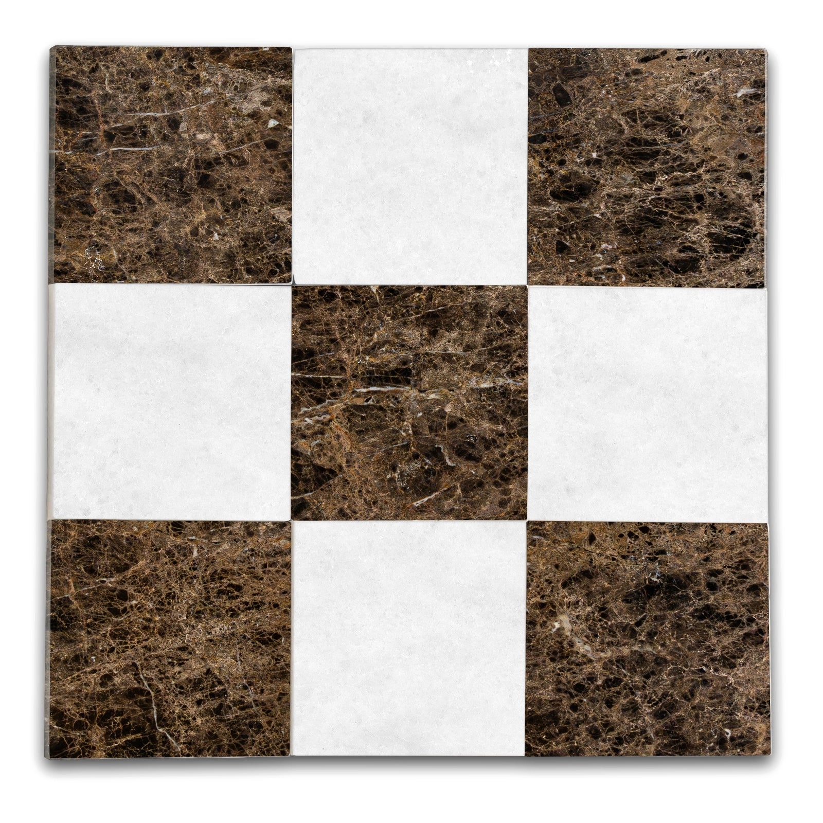 Checkers With Emperador Dark - Polar White