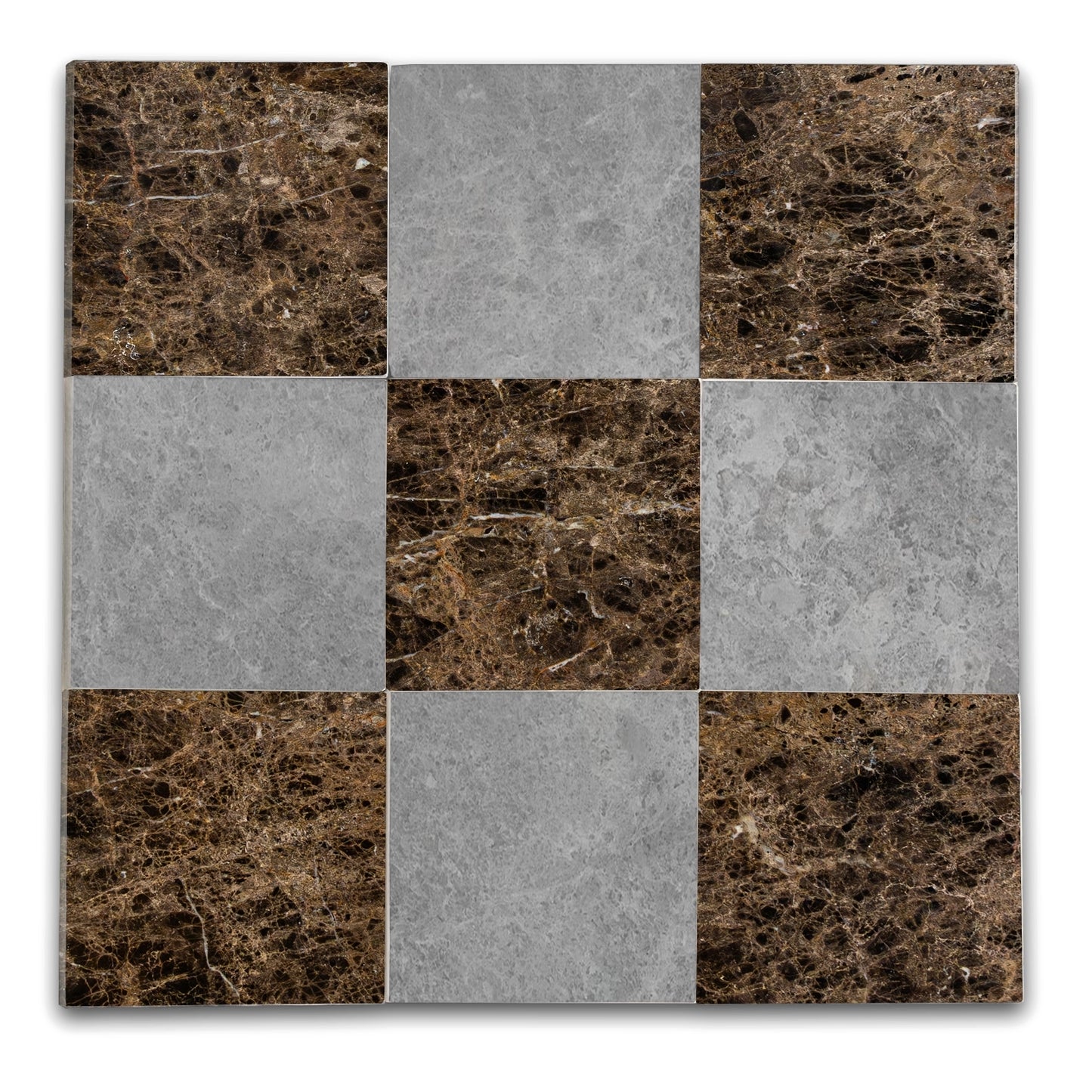 Checkers With Emperador Dark - Tundra Gray