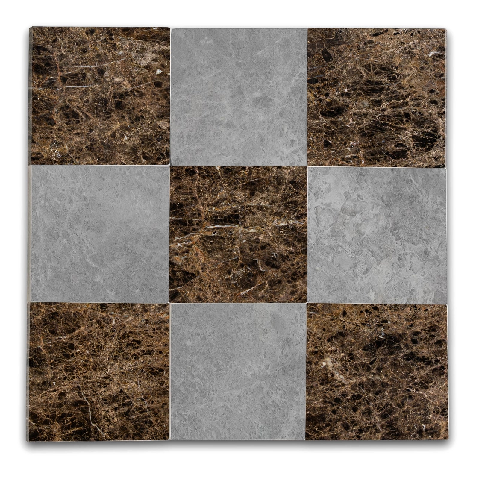 Checkers With Emperador Dark - Tundra Gray