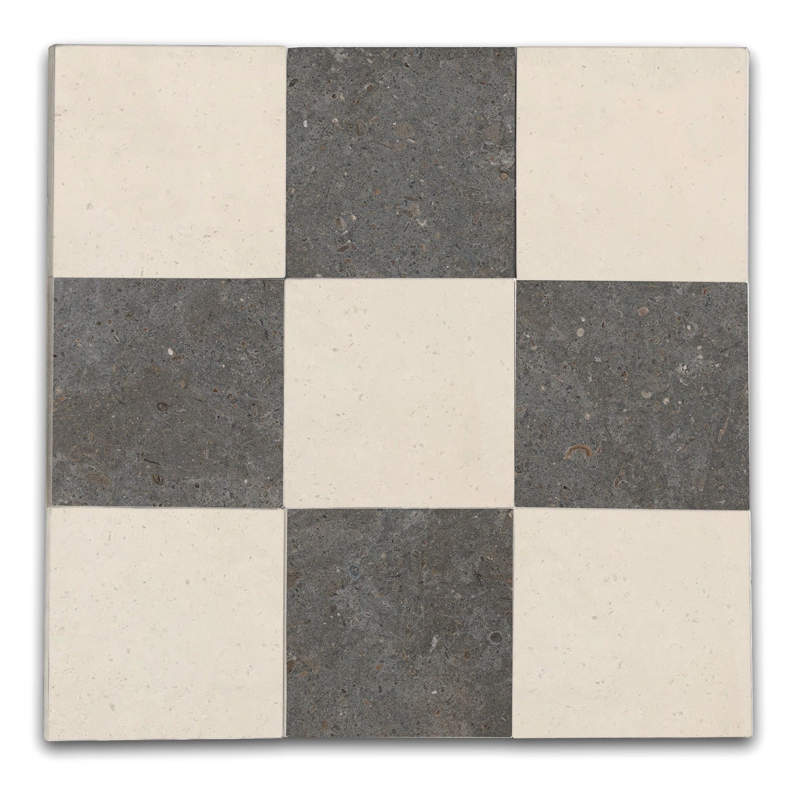 Checkers With Lymra (Capri) - Lagos Blue Honed Limestone