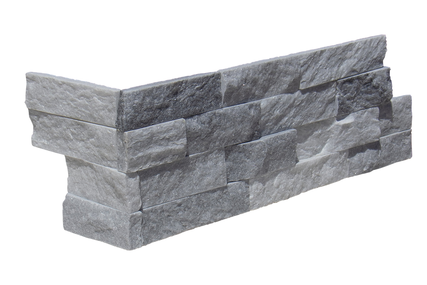 Alaska Gray Marble Split Face 6" x 24" Random Ledger Corner