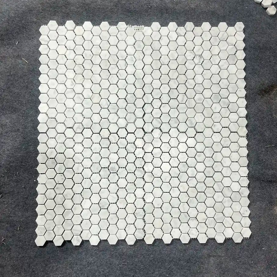 Carrara Italian Hexagon Mosaic Backsplash Wall Tile  1"