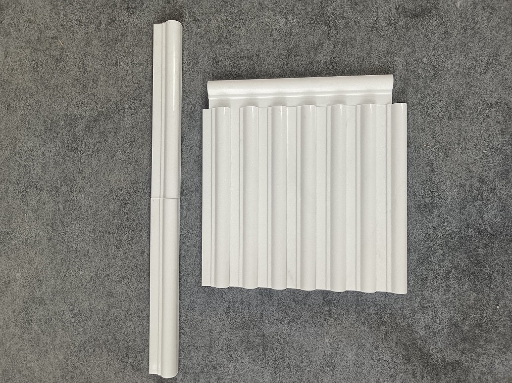 Afyon White Polished Single Chair Rail Trim Tile  2"x12"