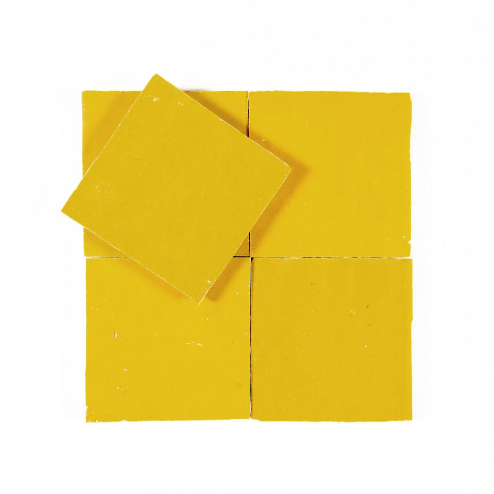 Sunflower Zellige Ceramic 4x4 Square Wall Tile