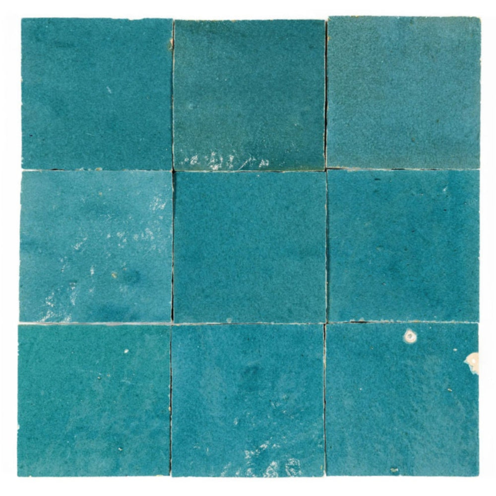 Turquoise Zellige Ceramic 4x4 Square Wall Tile
