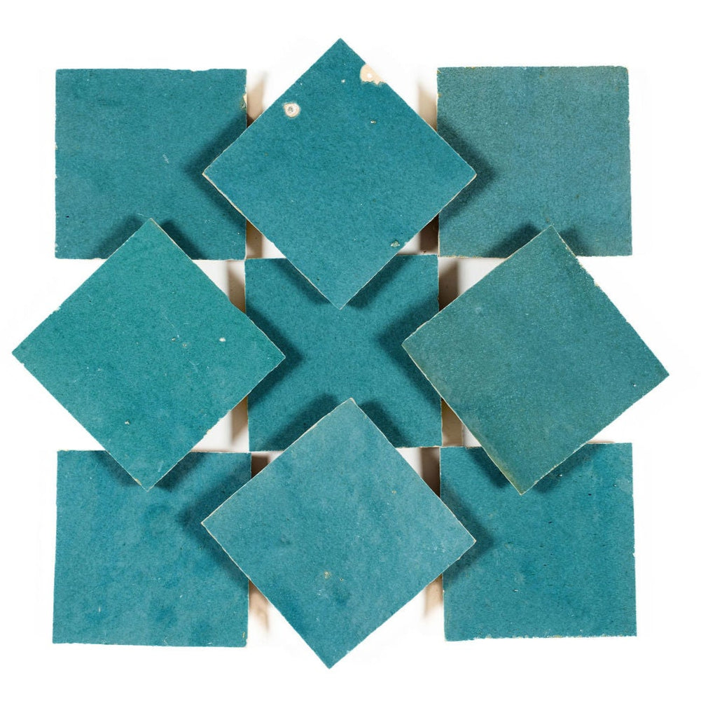 Turquoise Zellige Ceramic 4x4 Square Wall Tile