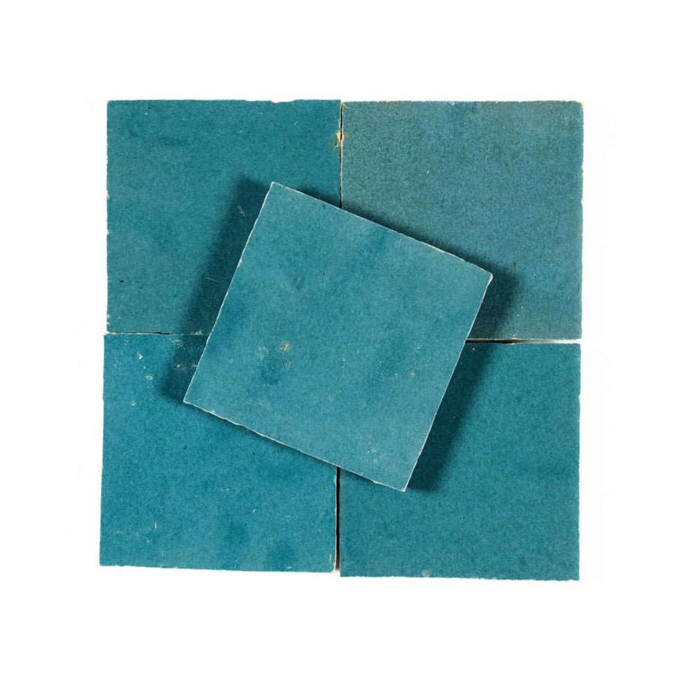 Turquoise Zellige Ceramic 4x4 Square Wall Tile