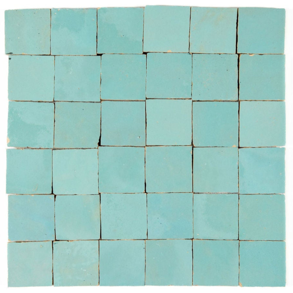Sea Foam Zellige Ceramic 2x2 Square Wall Mosaic Tile