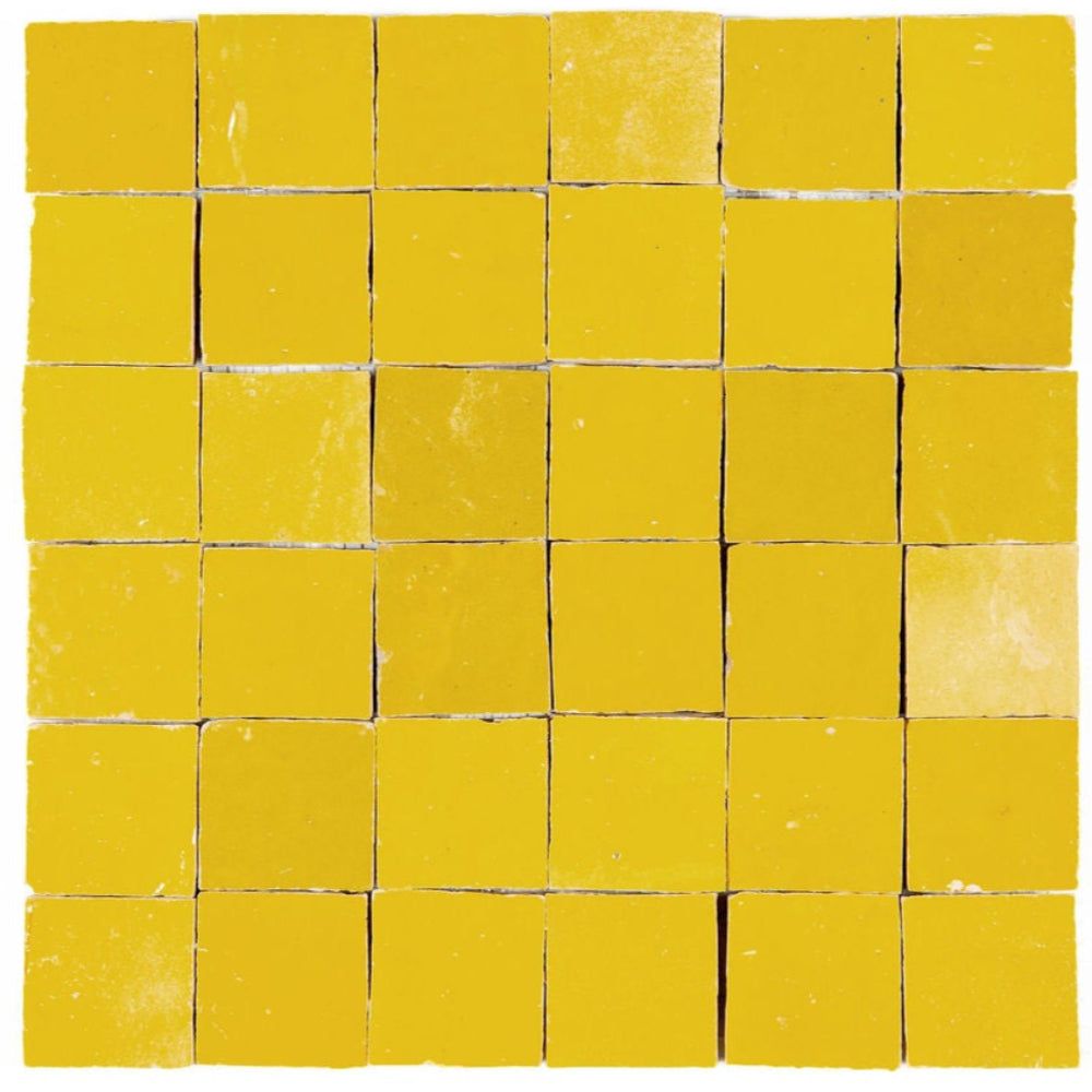 Sunflower Zellige Ceramic 2x2 Square Wall Mosaic Tile