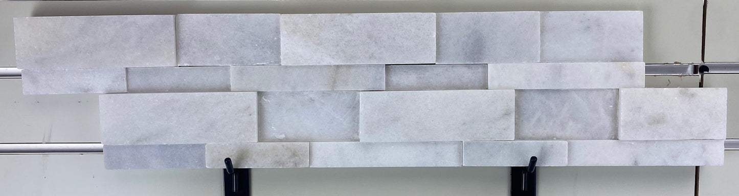 Mármol blanco Afyon pulido, 15 x 60 cm, diseño 3D aleatorio