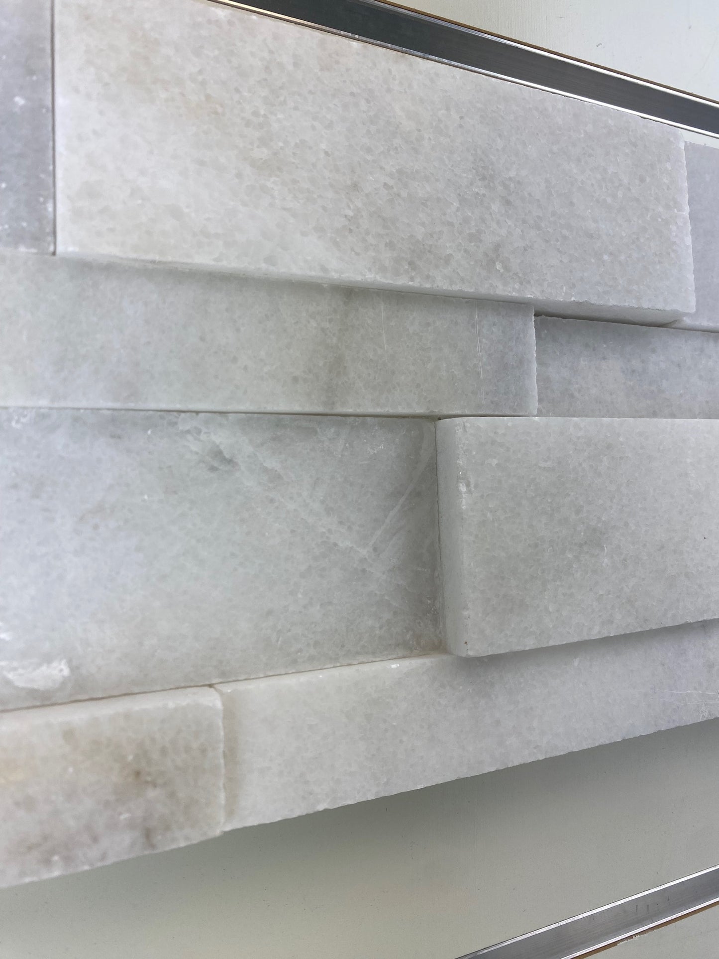 Afyon White Marble Honed 6" x 24" Random 3D Ledger Corner