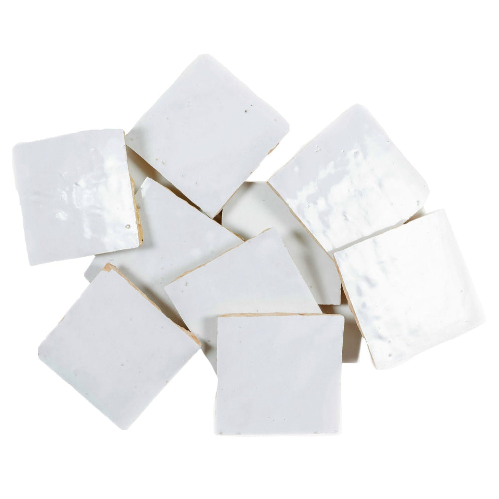 White Zellige Ceramic 4x4 Square Wall Tile