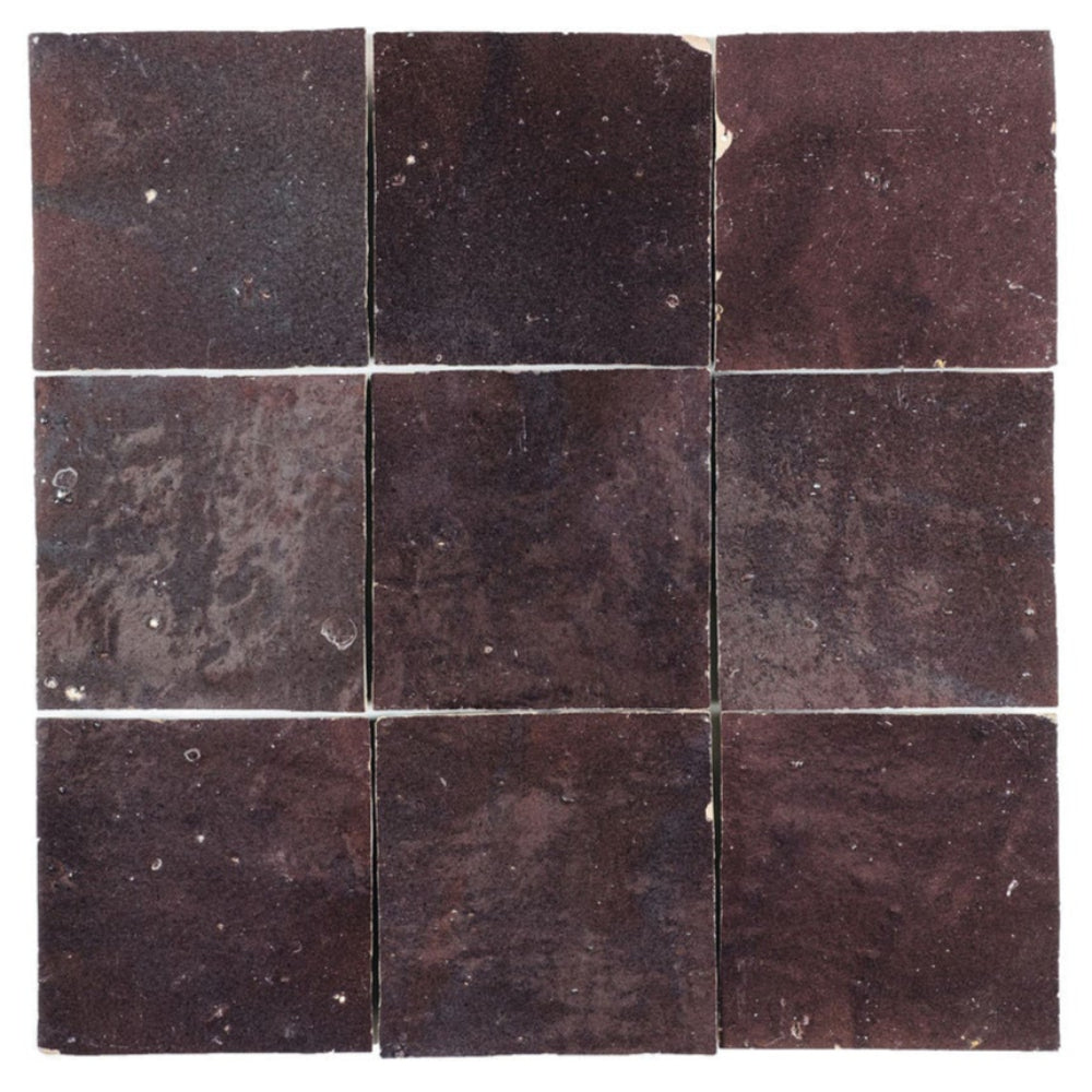 Maroon Zellige Ceramic 4x4 Square Wall Tile