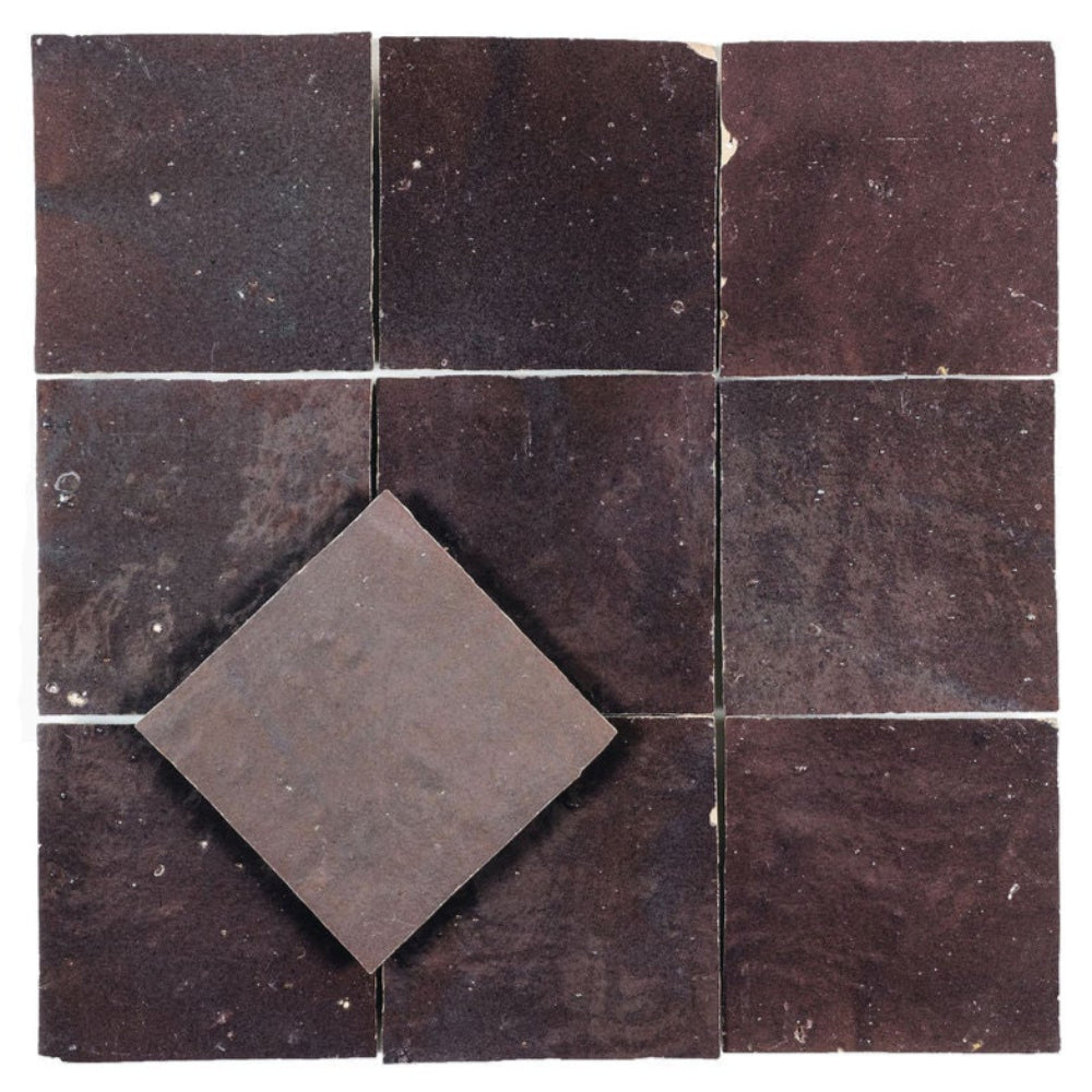 Maroon Zellige Ceramic 4x4 Square Wall Tile