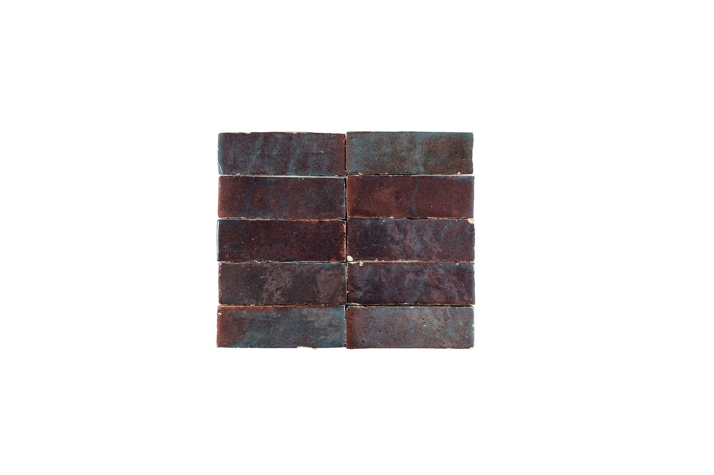 Azulejo de pared de cerámica Zellige color granate de 2 x 5,5