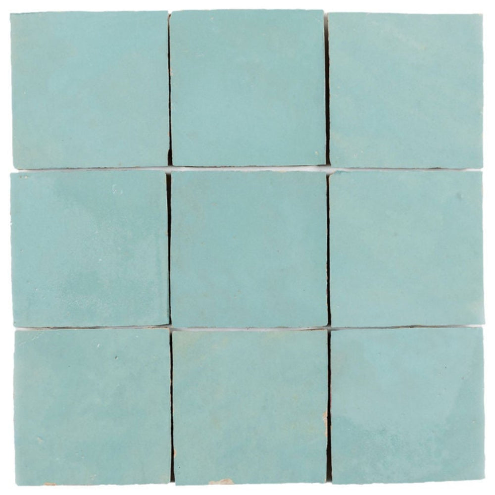 Sea Foam Zellige Ceramic 4x4 Square Wall Tile