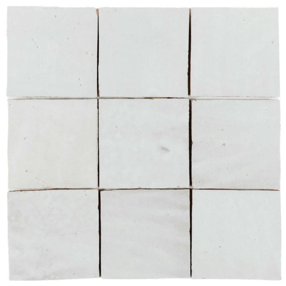 Silver Zellige Ceramic 4x4 Square Wall Tile