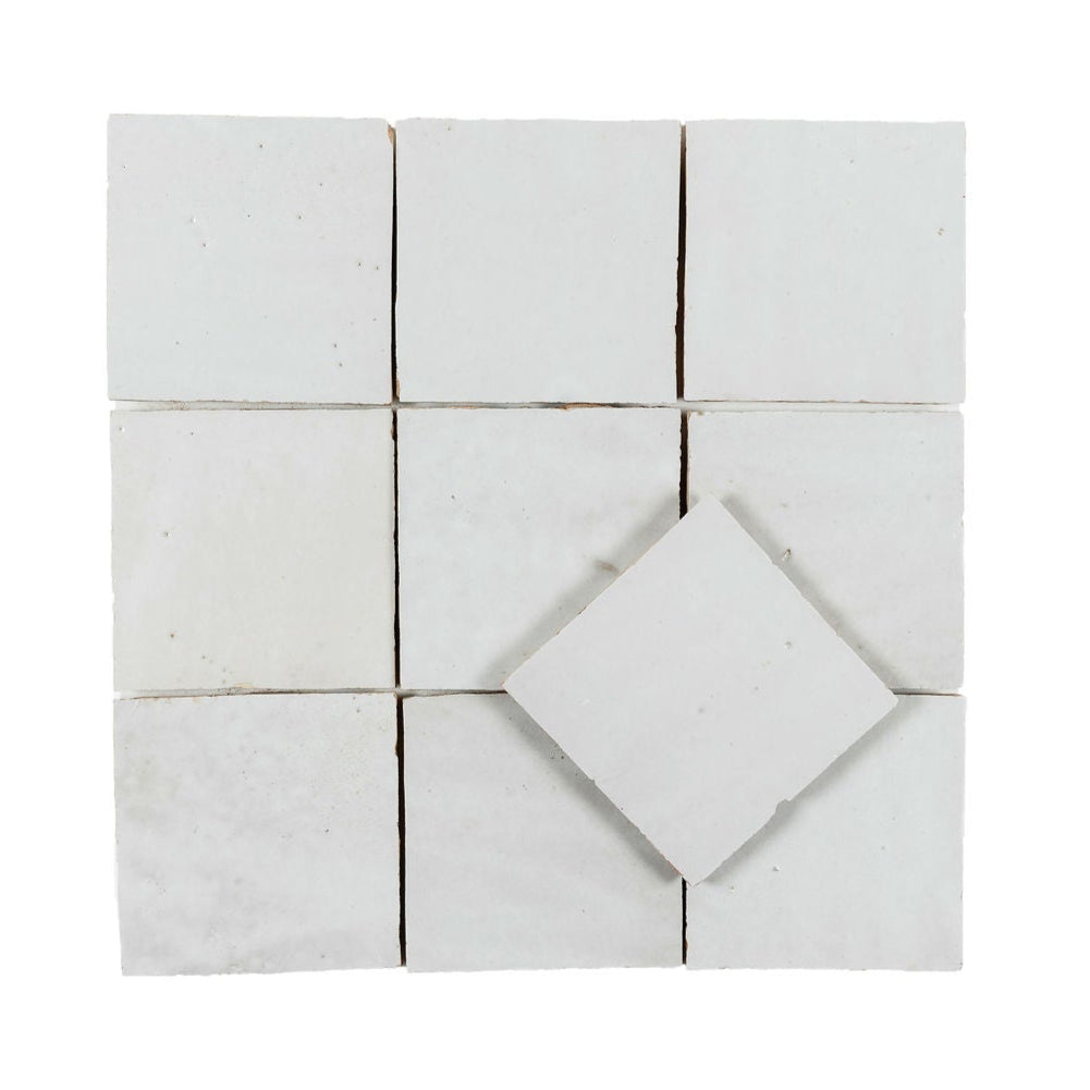 Silver Zellige Ceramic 4x4 Square Wall Tile