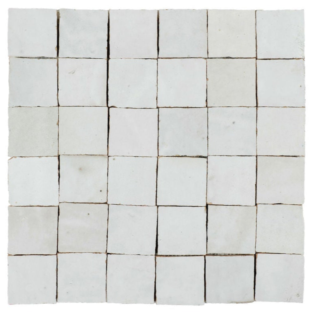 Silver Zellige Ceramic 2x2 Square Wall Mosaic Tile