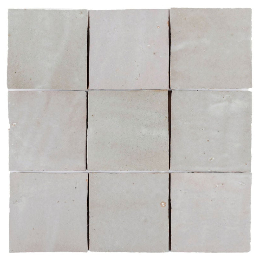 Neutral Beige Zellige Ceramic 4x4 Square Wall Tile