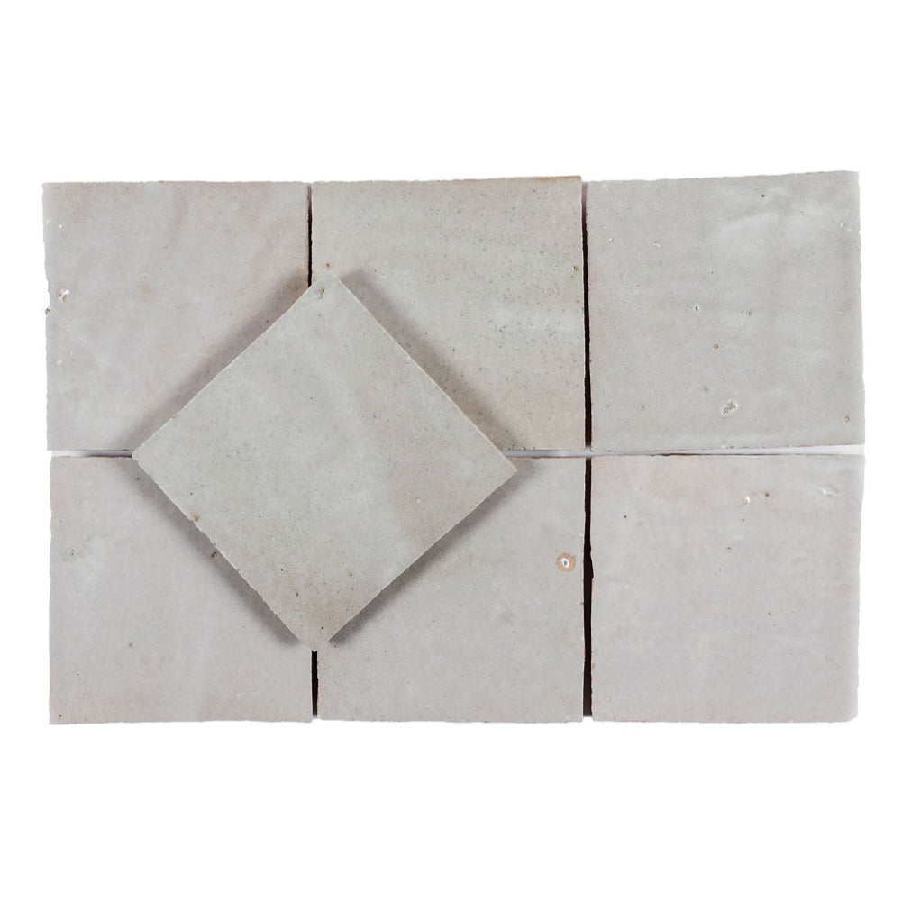 Neutral Beige Zellige Ceramic 4x4 Square Wall Tile