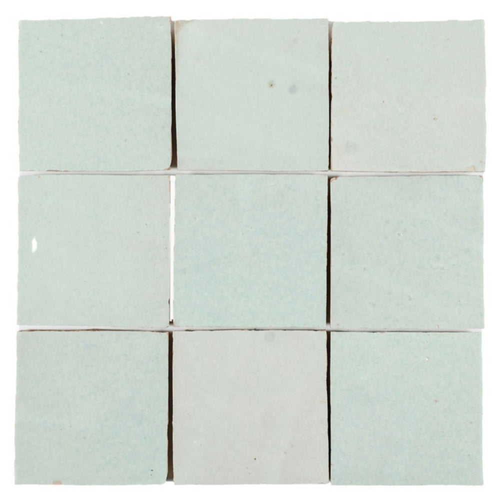 Mint Zellige Ceramic 4x4 Square Wall Tile