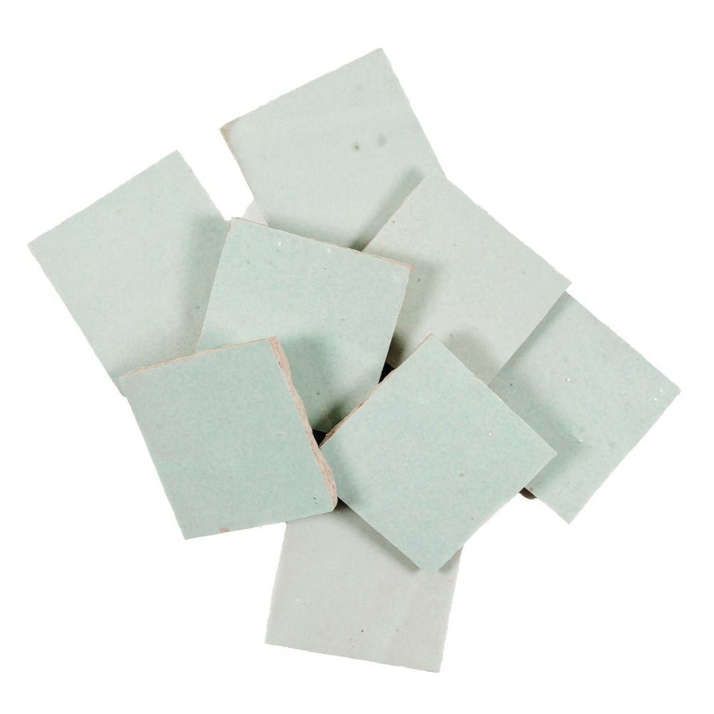 Mint Zellige Ceramic 4x4 Square Wall Tile