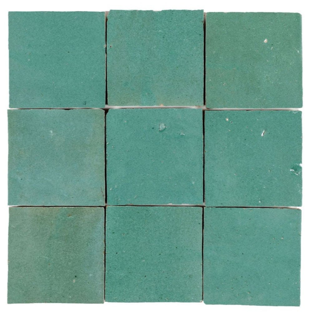 Teal Zellige Ceramic 4x4 Square Wall Tile