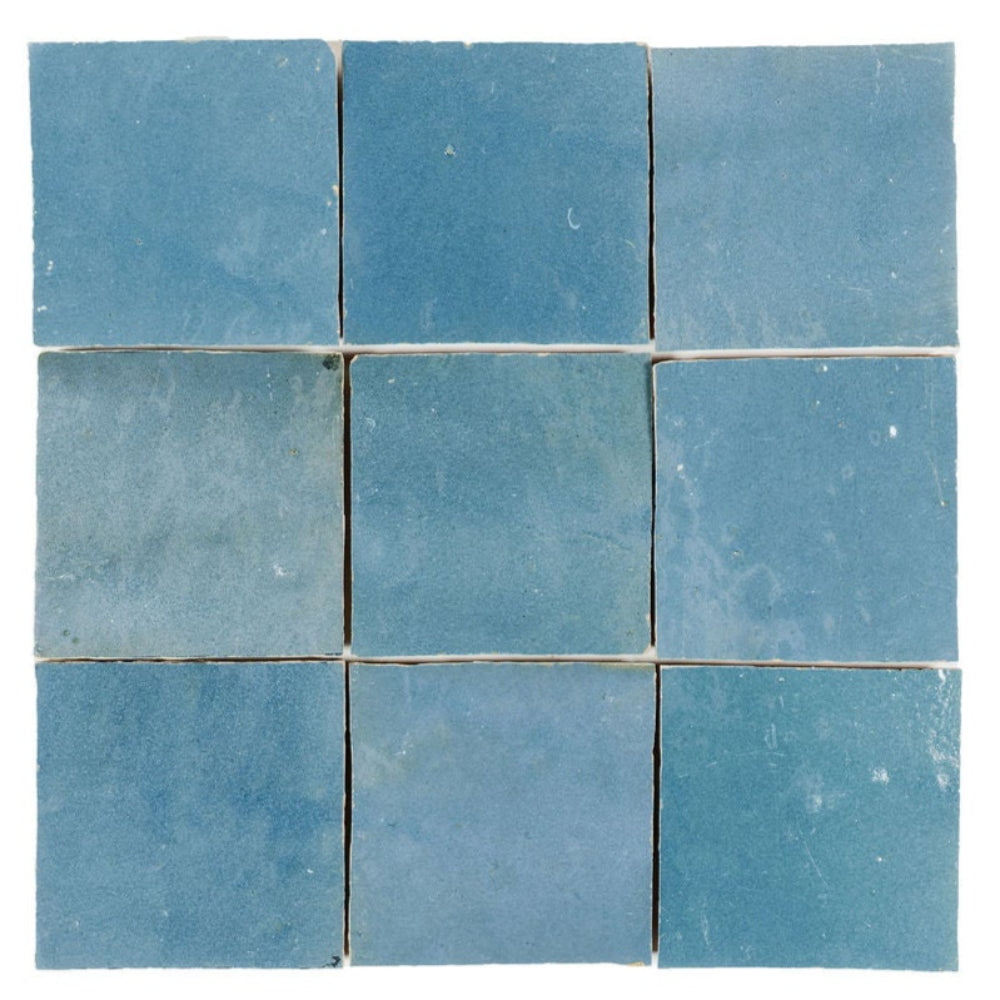Aqua Zellige Ceramic 4x4 Square Wall Tile