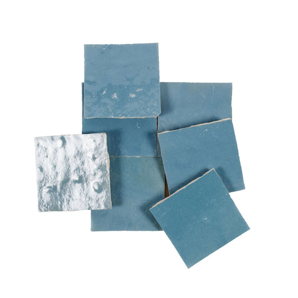 Aqua Zellige Ceramic 4x4 Square Wall Tile