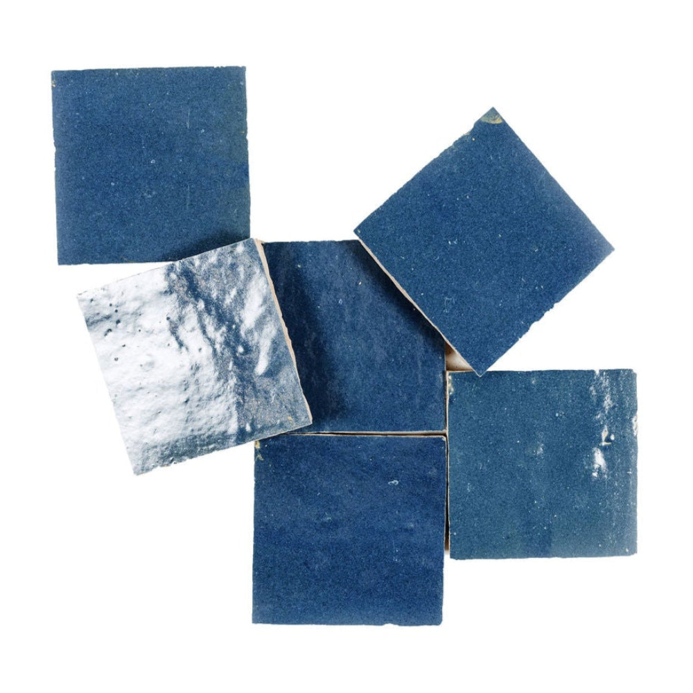 Deep Ocean Zellige Ceramic 4x4 Square Wall Tile