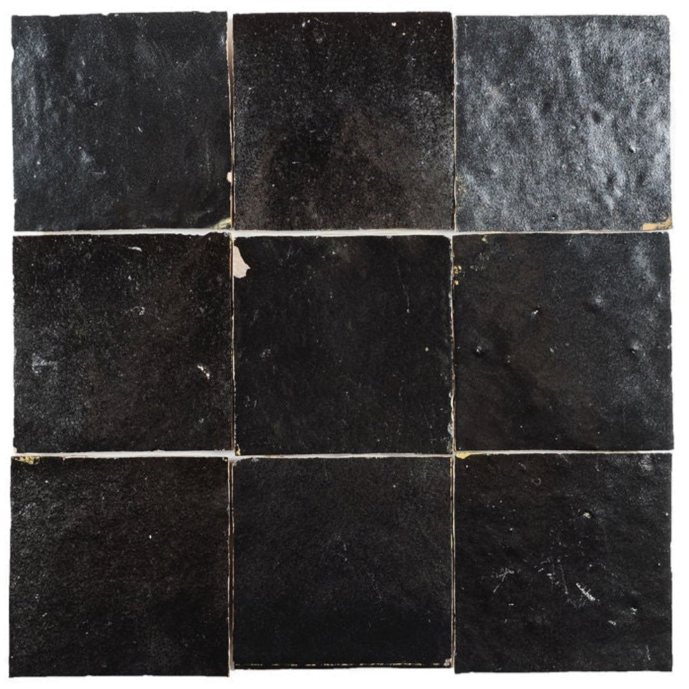 Charcoal Zellige Ceramic 4x4 Square Wall Tile