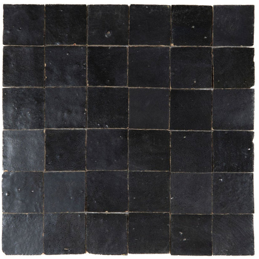 Charcoal Zellige Ceramic 2x2 Square Wall Mosaic Tile