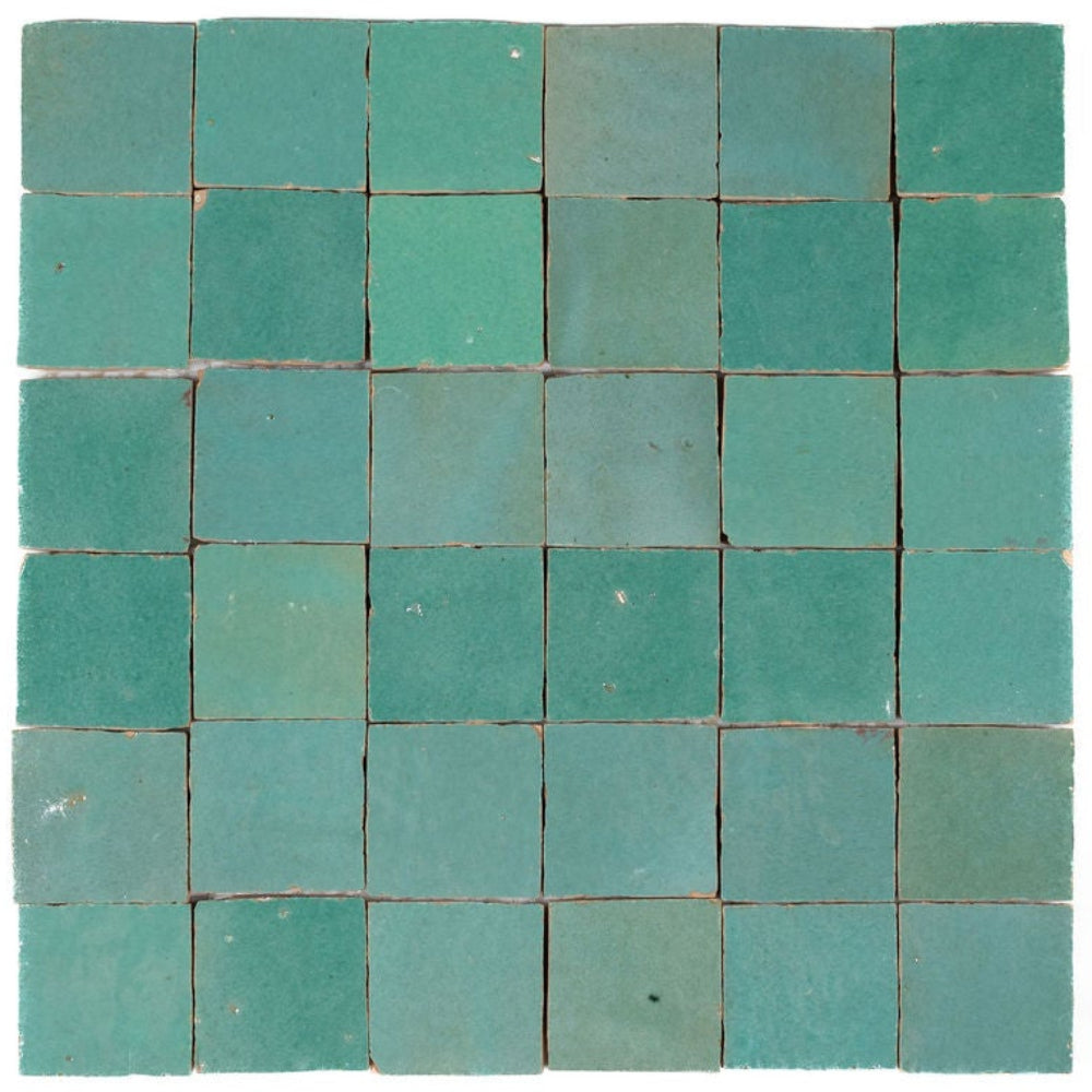 Teal Zellige Ceramic 2x2 Square Wall Mosaic Tile