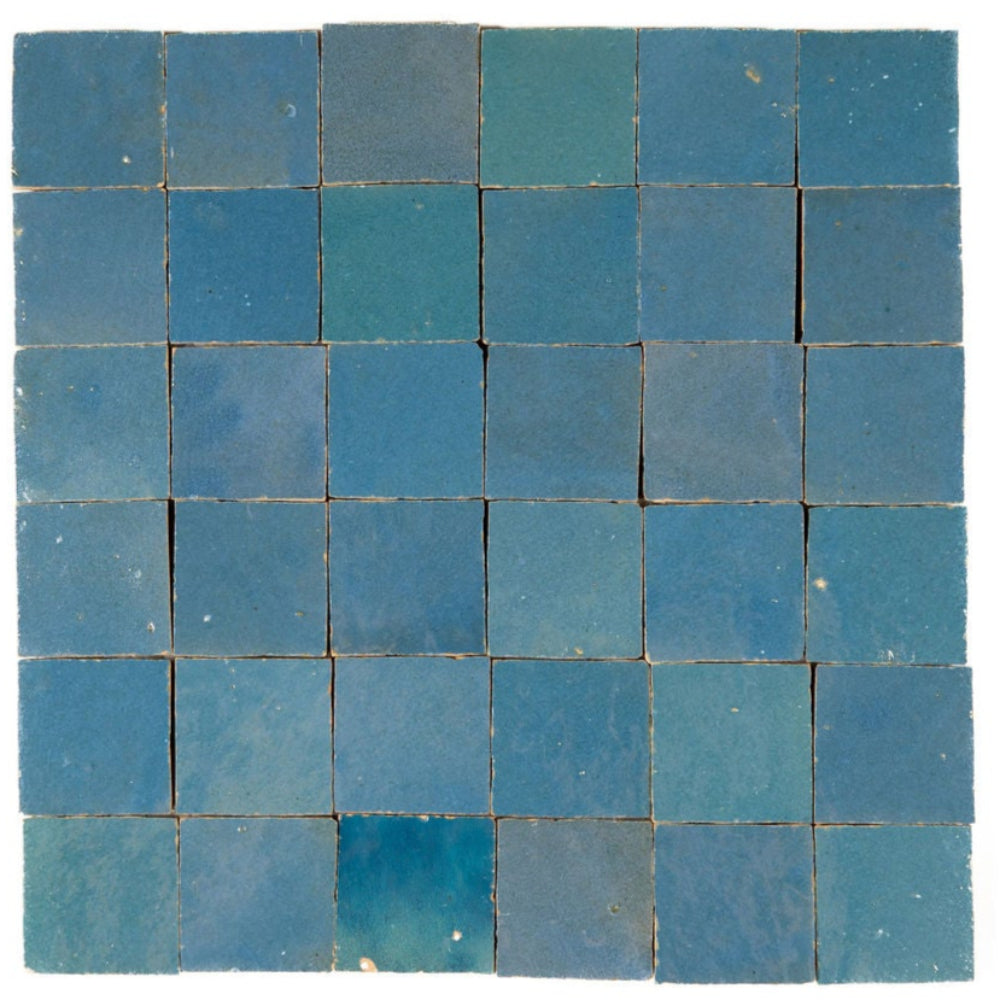 Aqua Zellige Ceramic 2x2 Square Wall Mosaic Tile