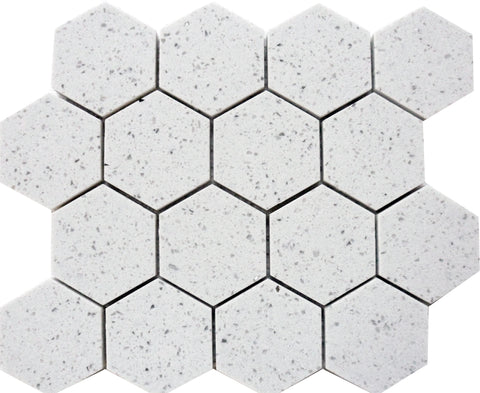 Terrazzo Silver Terrazzo Mosaic Polished 3" x 3" Hexagon